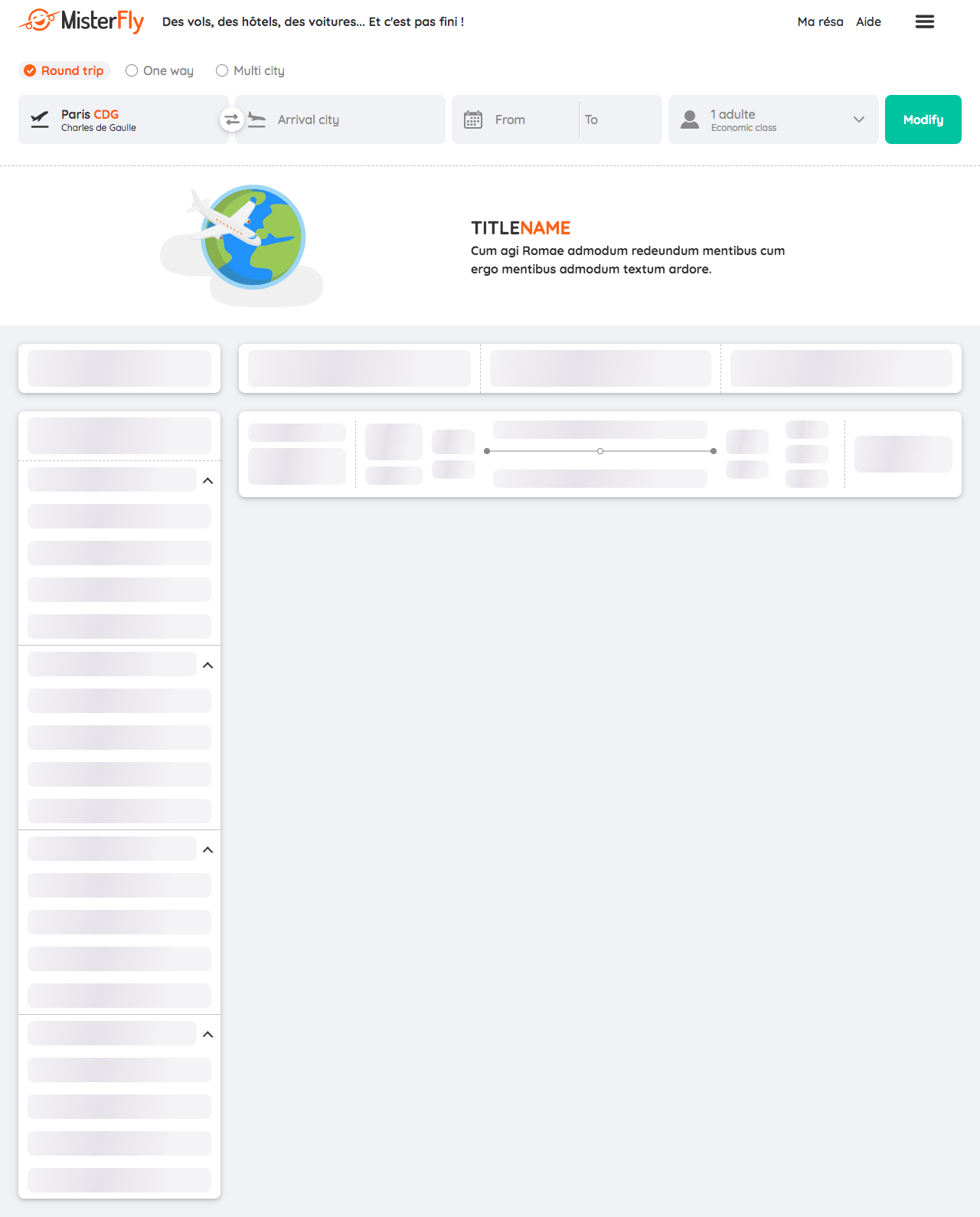 Chargement liste de résultats - MisterFly